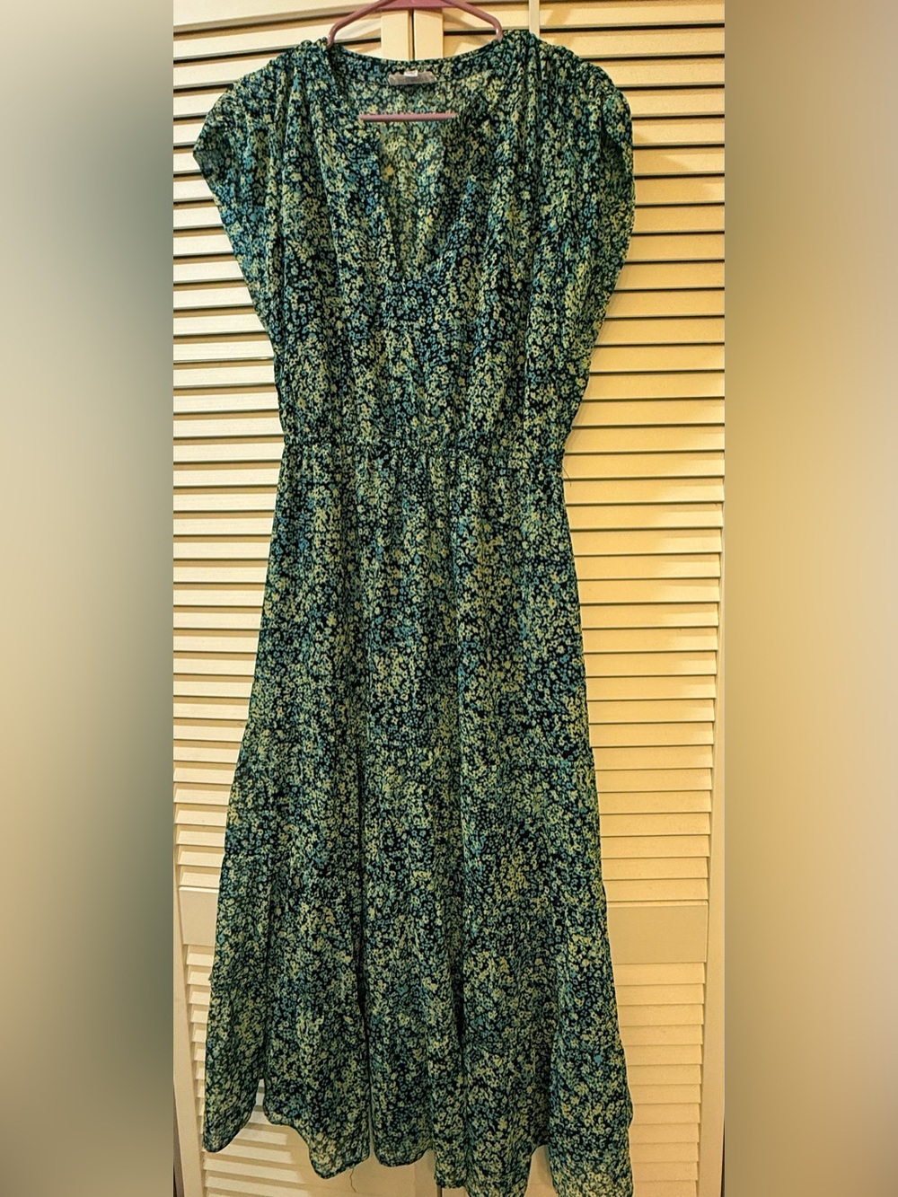 Steve Madden Blue & Teal Floral Boho Midi Dress | Size L - Picture 3 of 9